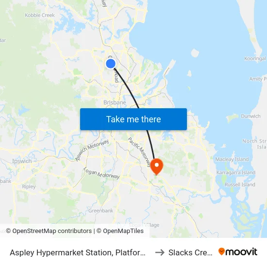 Aspley Hypermarket Station, Platform C to Slacks Creek map