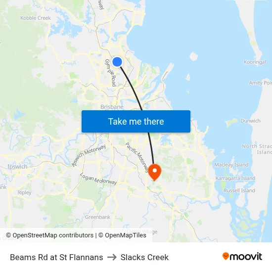Beams Rd at St Flannans to Slacks Creek map