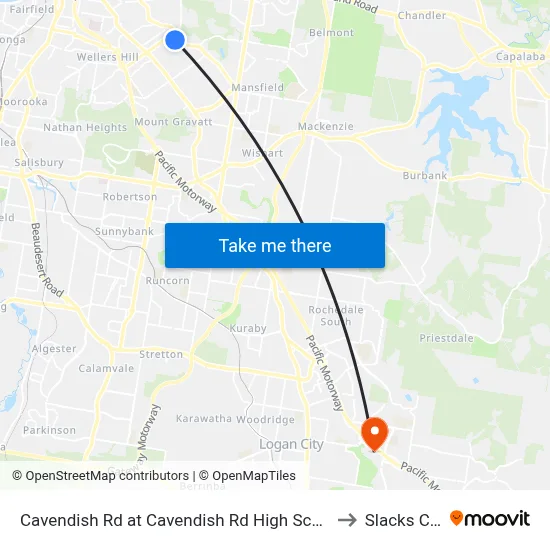 Cavendish Rd at Cavendish Rd High School, Stop 41 to Slacks Creek map