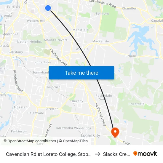 Cavendish Rd at Loreto College, Stop 35 to Slacks Creek map