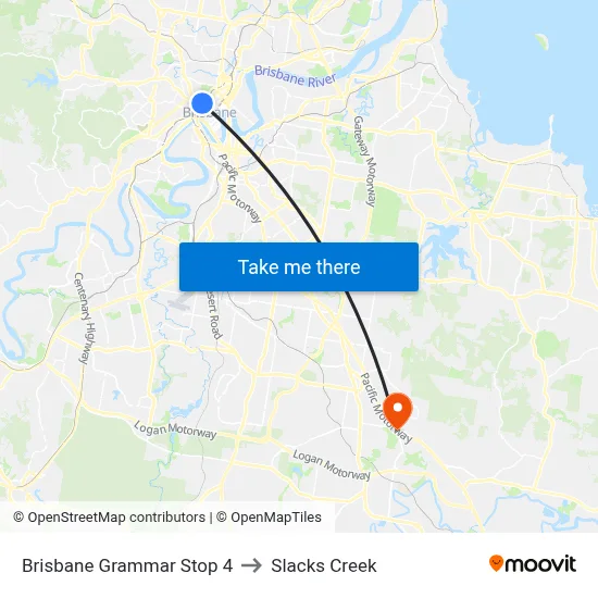 Brisbane Grammar Stop 4 to Slacks Creek map