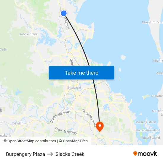 Burpengary Plaza to Slacks Creek map