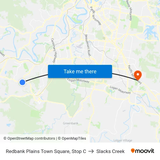 Redbank Plains Town Square, Stop C to Slacks Creek map