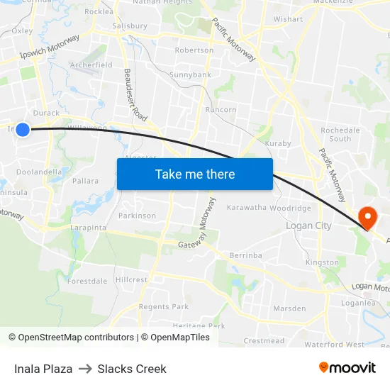 Inala Plaza to Slacks Creek map