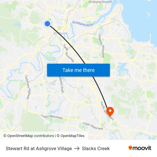 Stewart Rd at Ashgrove Village to Slacks Creek map