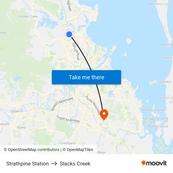 Strathpine Station to Slacks Creek map