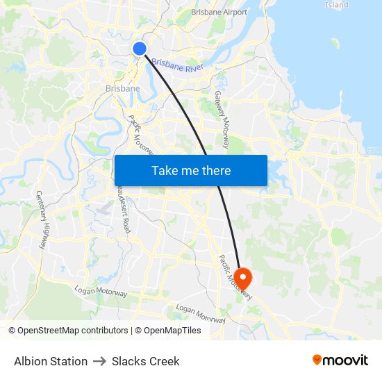 Albion Station to Slacks Creek map