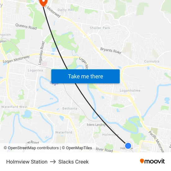 Holmview Station to Slacks Creek map