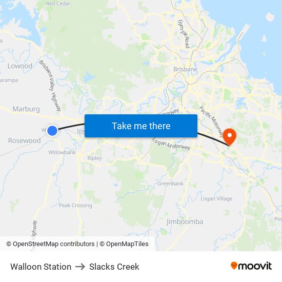 Walloon Station to Slacks Creek map