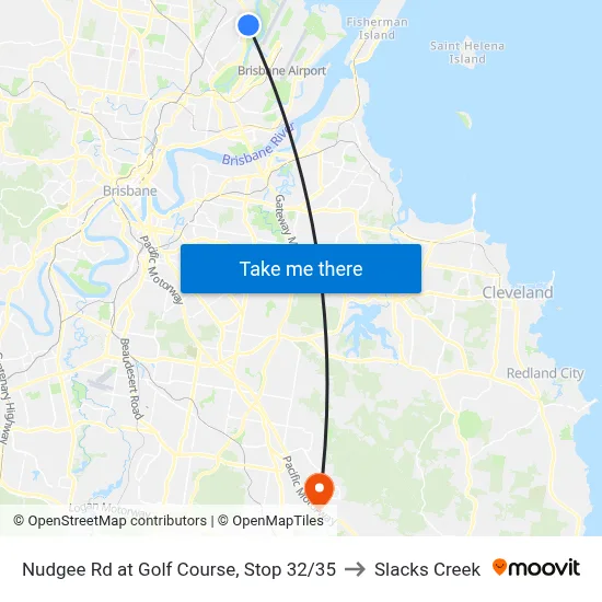 Nudgee Rd at Golf Course, Stop 32/35 to Slacks Creek map