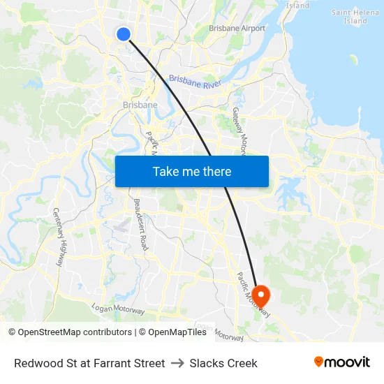Redwood St at Farrant Street to Slacks Creek map
