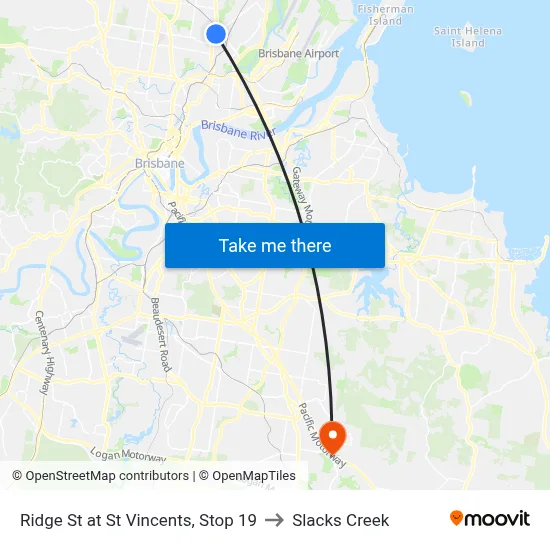 Ridge St at St Vincents, Stop 19 to Slacks Creek map