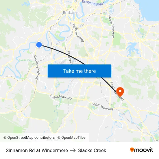 Sinnamon Rd at Windermere to Slacks Creek map