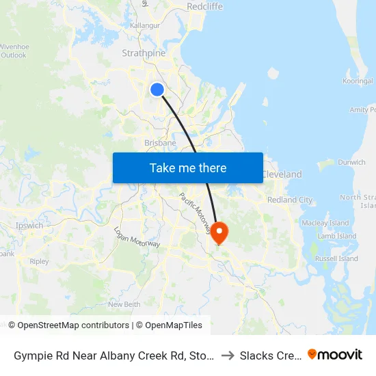 Gympie Rd Near Albany Creek Rd, Stop 42 to Slacks Creek map