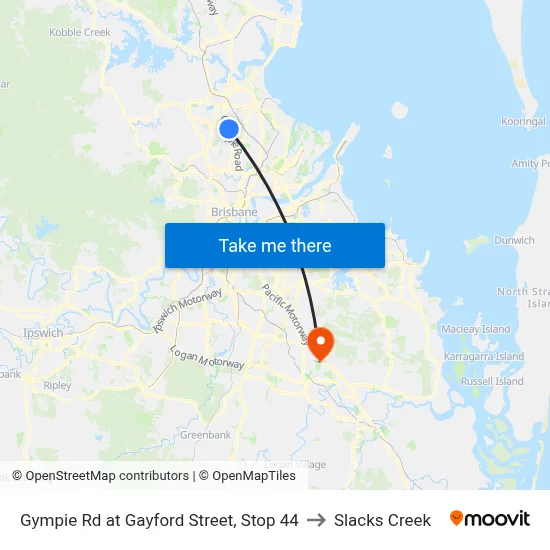 Gympie Rd at Gayford Street, Stop 44 to Slacks Creek map