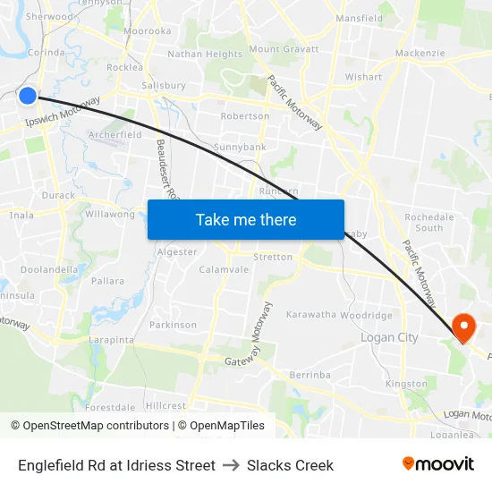 Englefield Rd at Idriess Street to Slacks Creek map