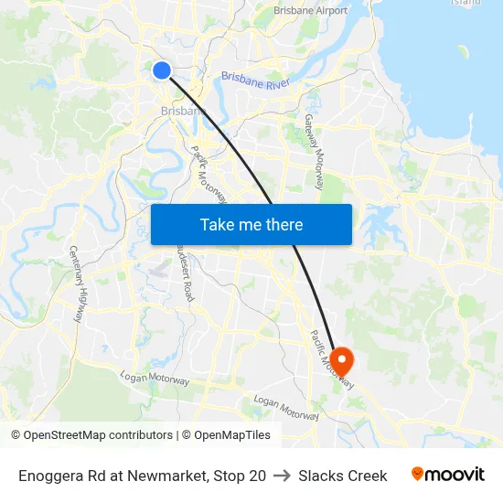 Enoggera Rd at Newmarket, Stop 20 to Slacks Creek map