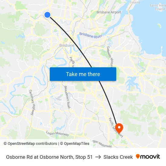 Osborne Rd at Osborne North, Stop 51 to Slacks Creek map
