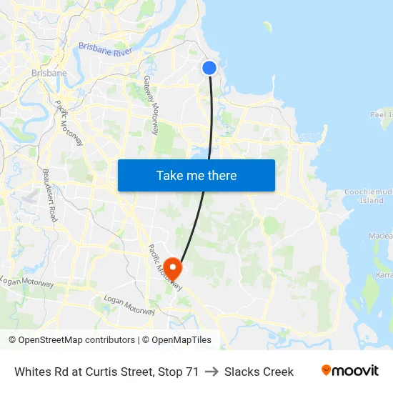 Whites Rd at Curtis Street, Stop 71 to Slacks Creek map