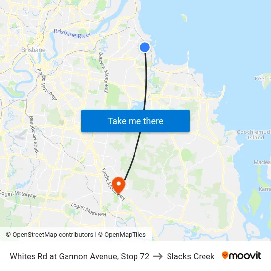 Whites Rd at Gannon Avenue, Stop 72 to Slacks Creek map