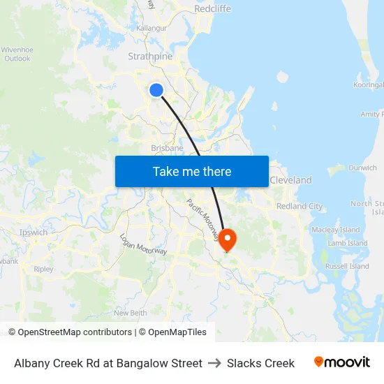 Albany Creek Rd at Bangalow Street to Slacks Creek map