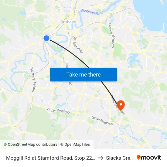 Moggill Rd at Stamford Road, Stop 22/23 to Slacks Creek map