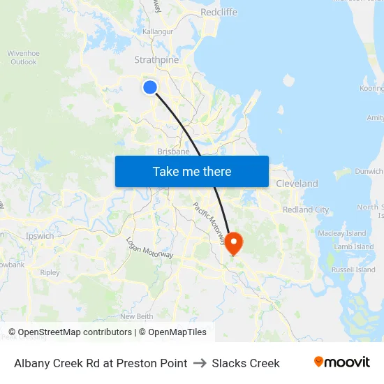 Albany Creek Rd at Preston Point to Slacks Creek map