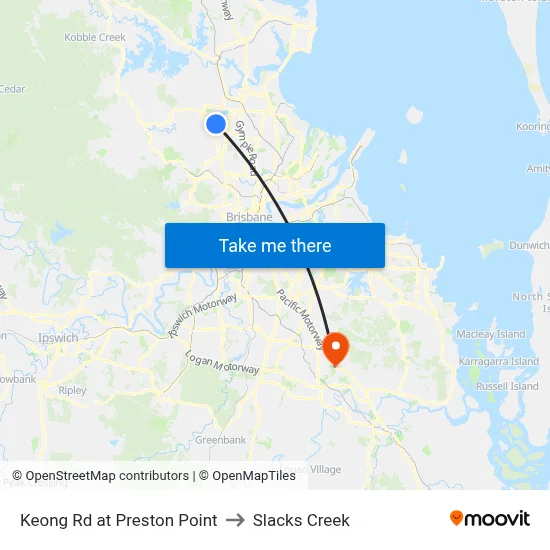 Keong Rd at Preston Point to Slacks Creek map