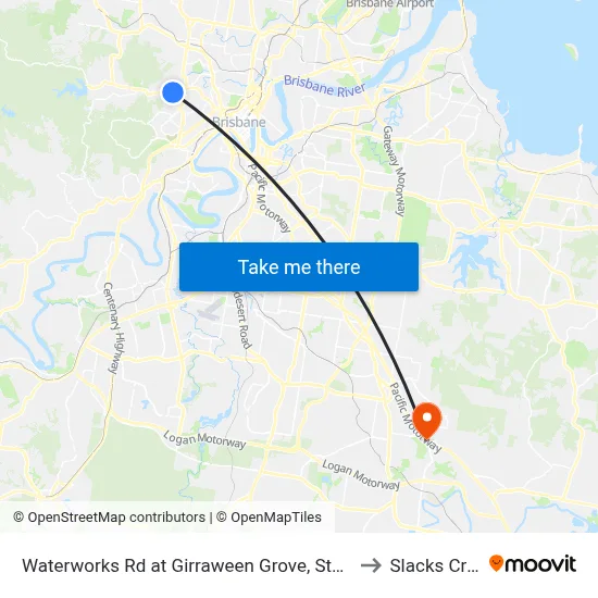 Waterworks Rd at Girraween Grove, Stop 21/22 to Slacks Creek map