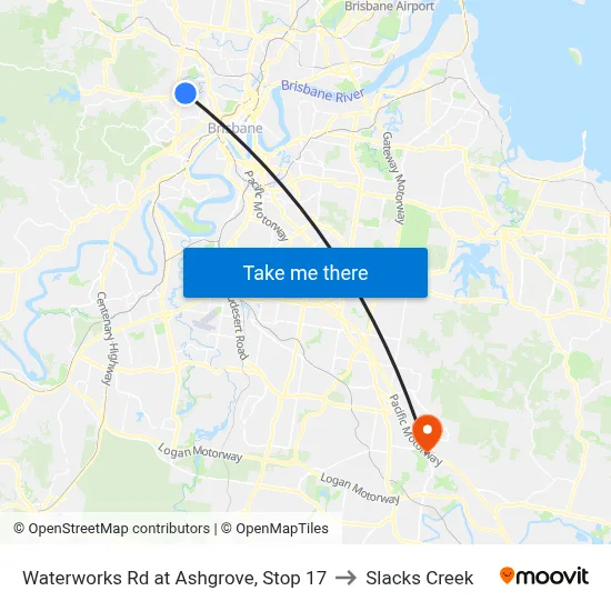 Waterworks Rd at Ashgrove, Stop 17 to Slacks Creek map