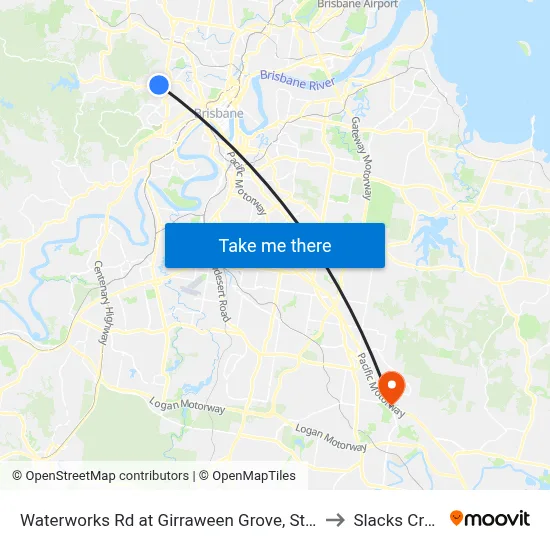 Waterworks Rd at Girraween Grove, Stop 21 to Slacks Creek map