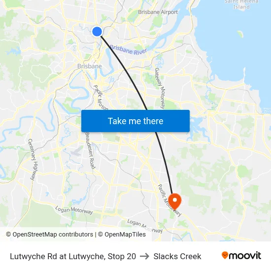 Lutwyche Rd at Lutwyche, Stop 20 to Slacks Creek map