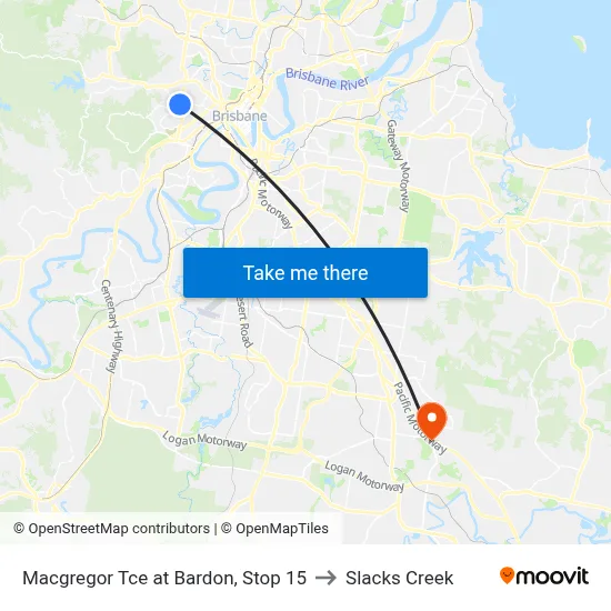 Macgregor Tce at Bardon, Stop 15 to Slacks Creek map