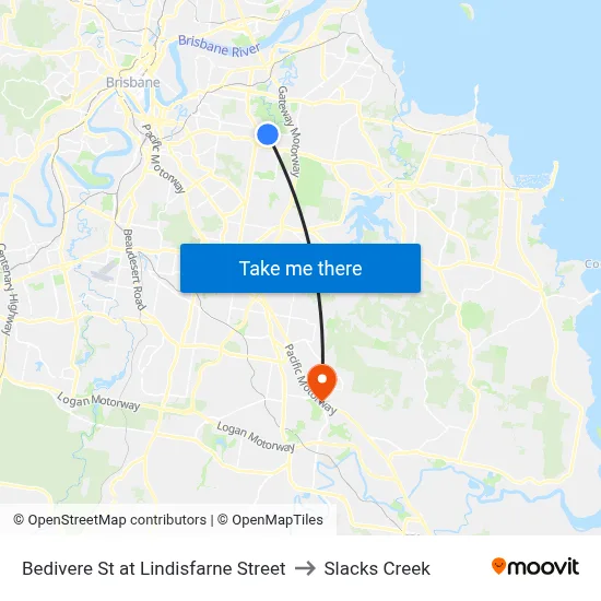 Bedivere St at Lindisfarne Street to Slacks Creek map