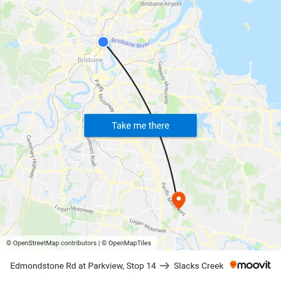 Edmondstone Rd at Parkview, Stop 14 to Slacks Creek map