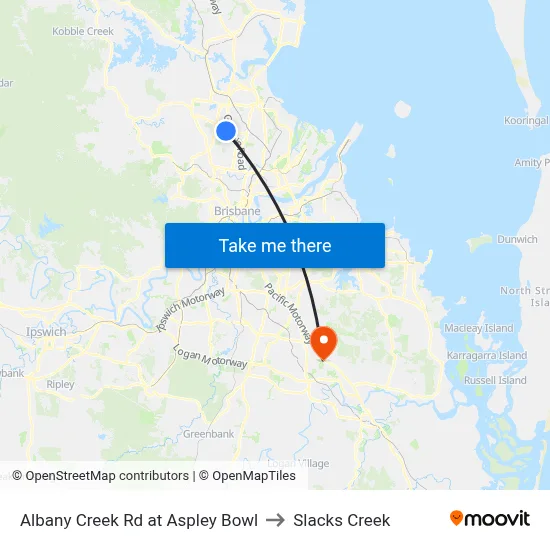 Albany Creek Rd at Aspley Bowl to Slacks Creek map