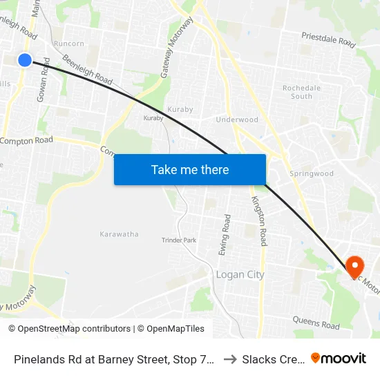 Pinelands Rd at Barney Street, Stop 70/71 to Slacks Creek map