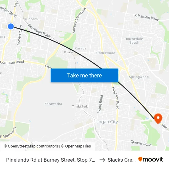 Pinelands Rd at Barney Street, Stop 70/71 to Slacks Creek map