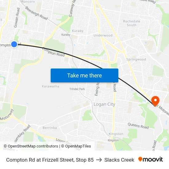 Compton Rd at Frizzell Street, Stop 85 to Slacks Creek map