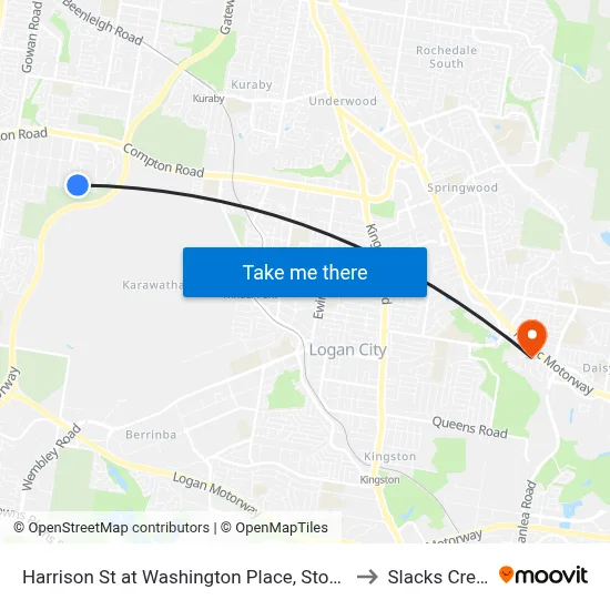 Harrison St at Washington Place, Stop 90 to Slacks Creek map