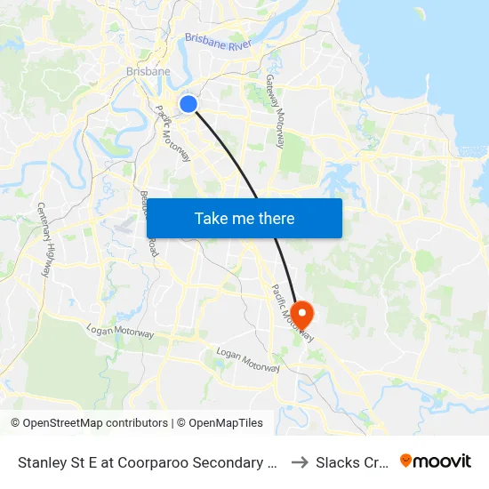 Stanley St E at Coorparoo Secondary College to Slacks Creek map