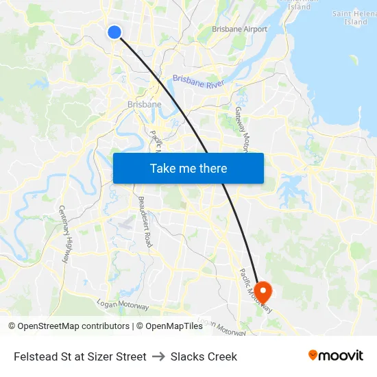 Felstead St at Sizer Street to Slacks Creek map