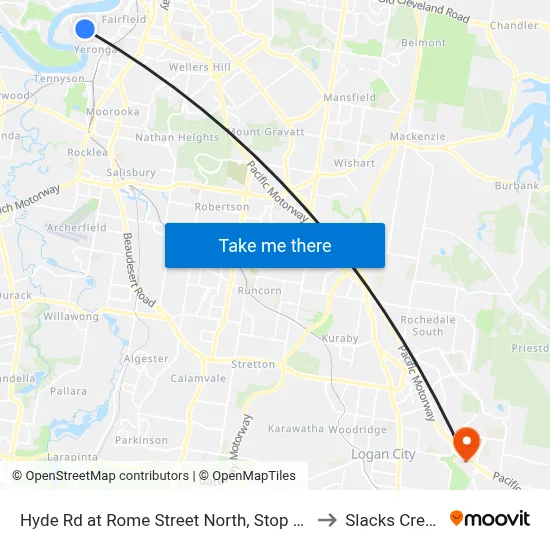 Hyde Rd at Rome Street North, Stop 27 to Slacks Creek map