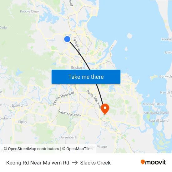 Keong Rd Near Malvern Rd to Slacks Creek map