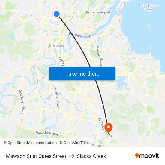 Mawson St at Oates Street to Slacks Creek map