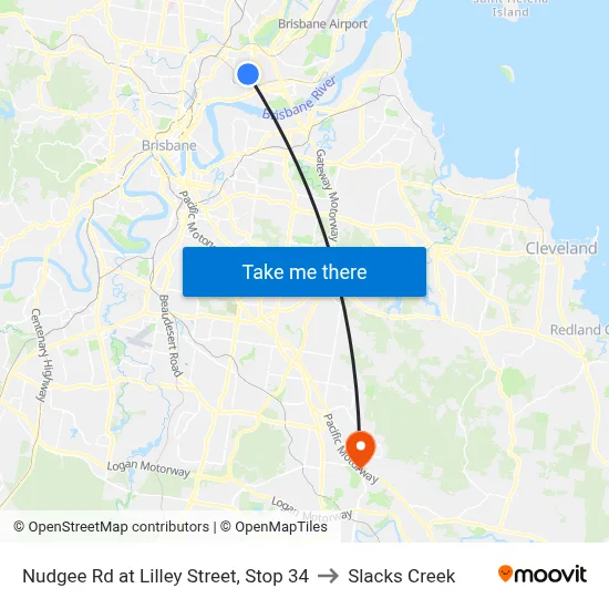Nudgee Rd at Lilley Street, Stop 34 to Slacks Creek map