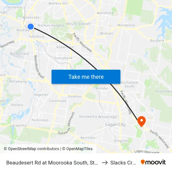 Beaudesert Rd at Moorooka South, Stop 38 to Slacks Creek map