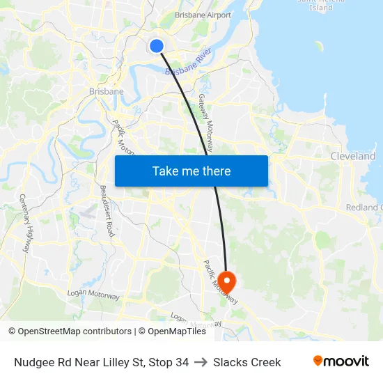 Nudgee Rd Near Lilley St, Stop 34 to Slacks Creek map