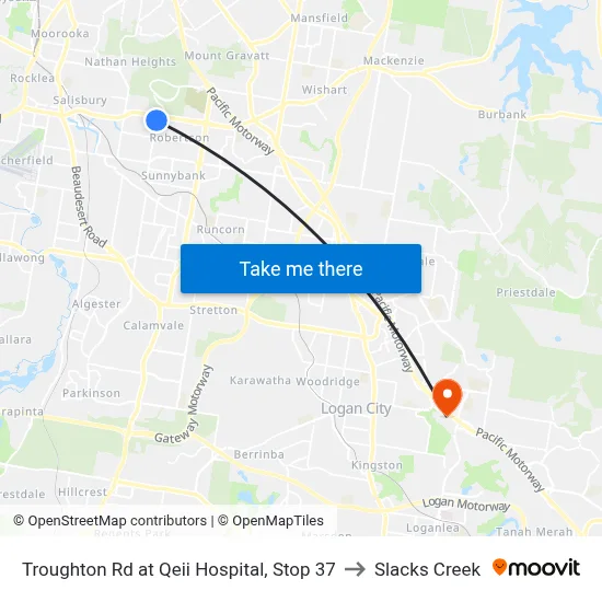 Troughton Rd at Qeii Hospital, Stop 37 to Slacks Creek map