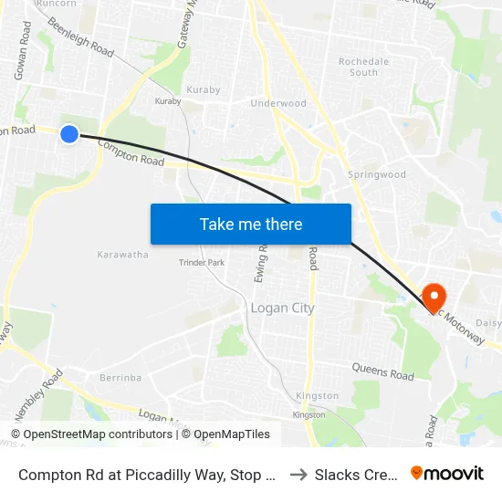 Compton Rd at Piccadilly Way, Stop 28 to Slacks Creek map